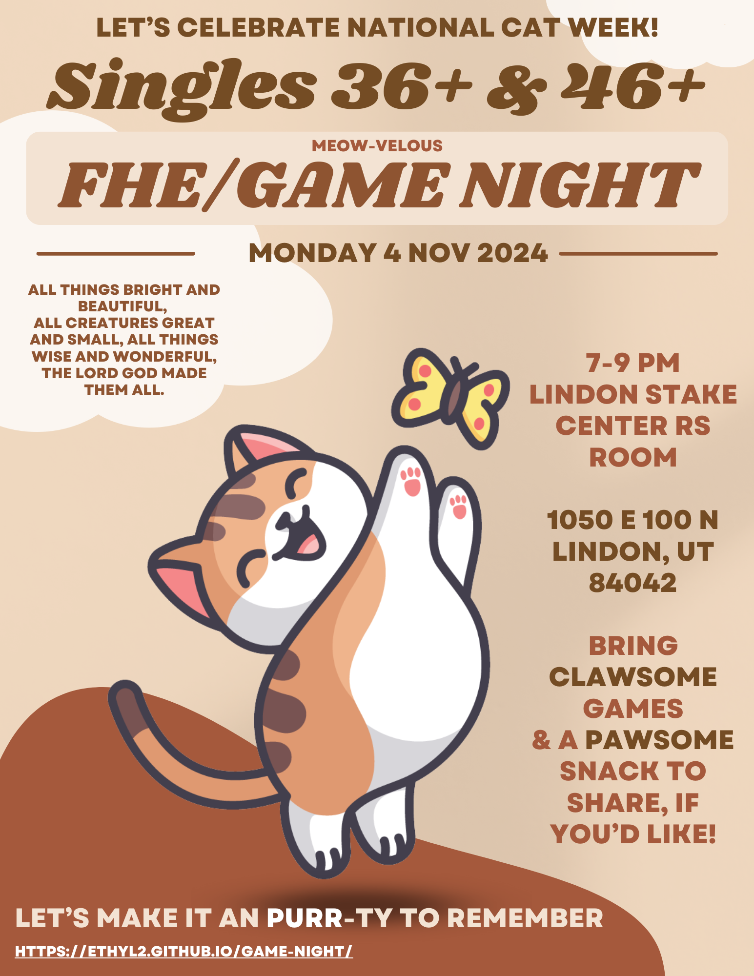 Nov 4, 2024 Game Night/FHE.