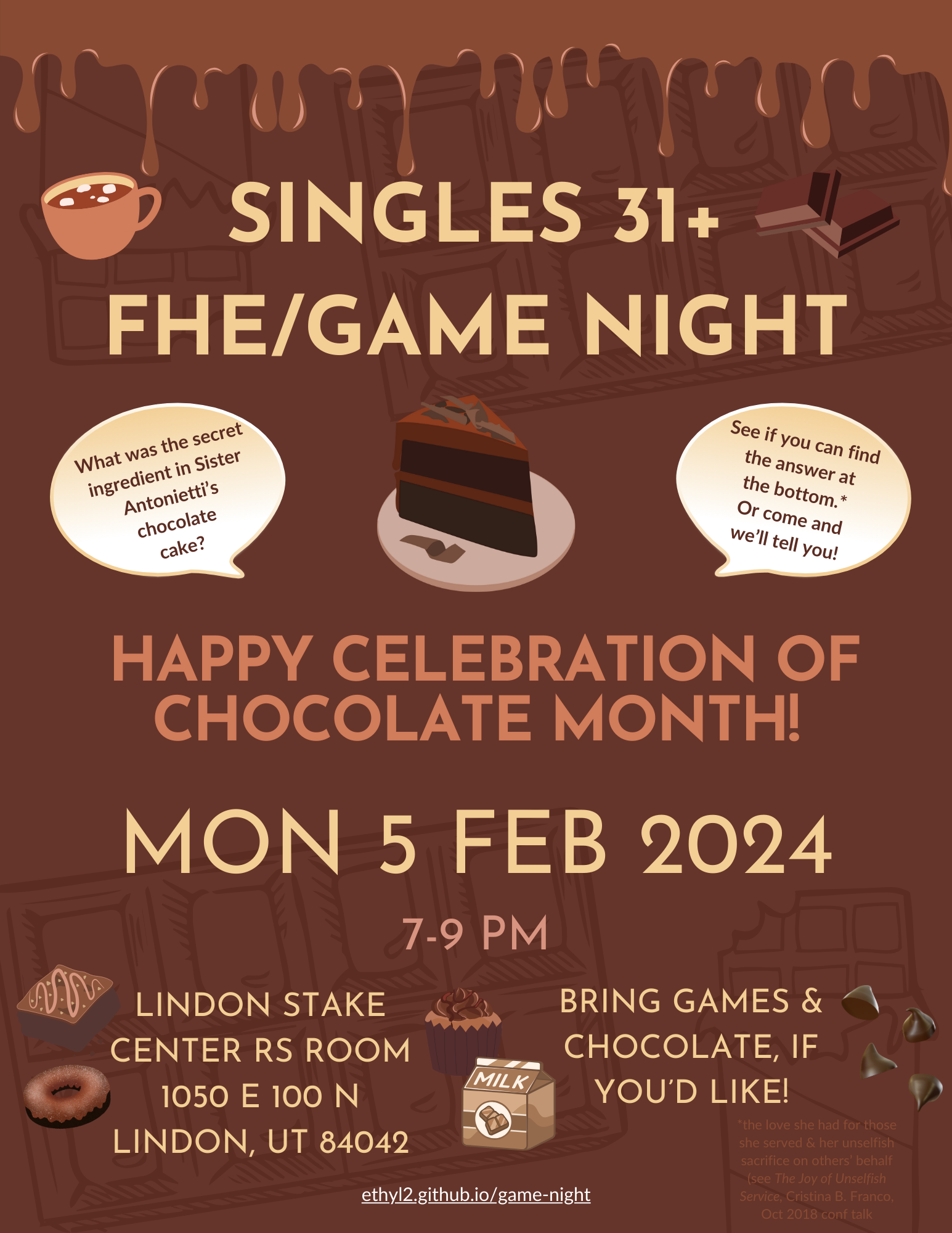 Singles 31+ Game Night/FHE Feb 2024