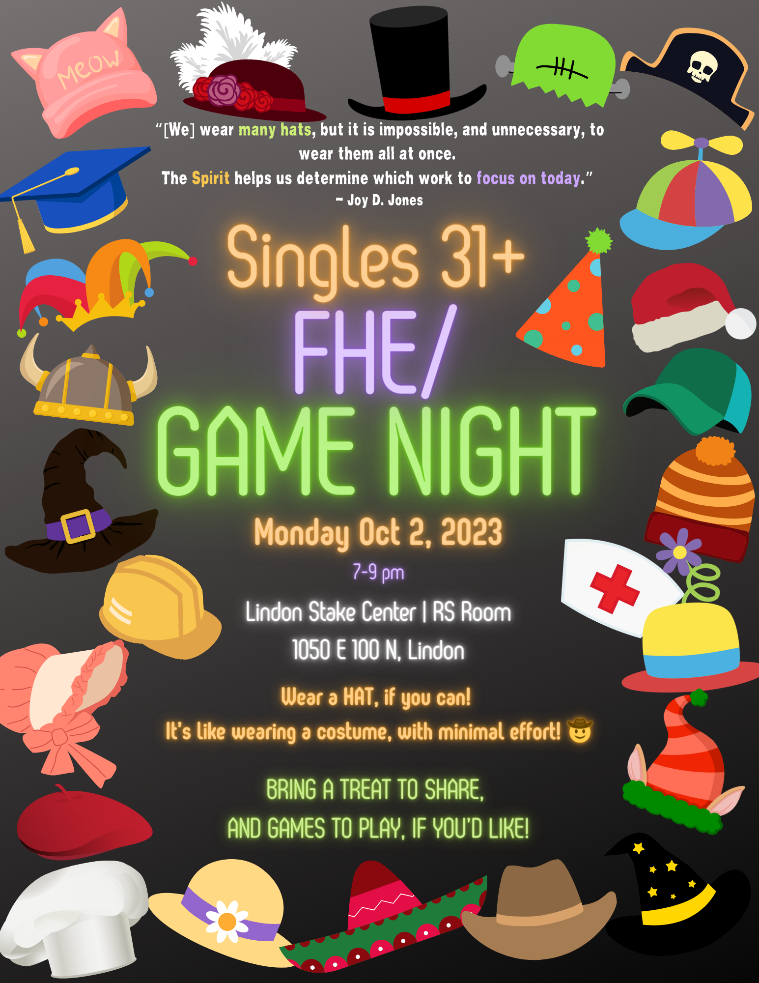 Singles 31+ Game Night/FHE Oct 2023