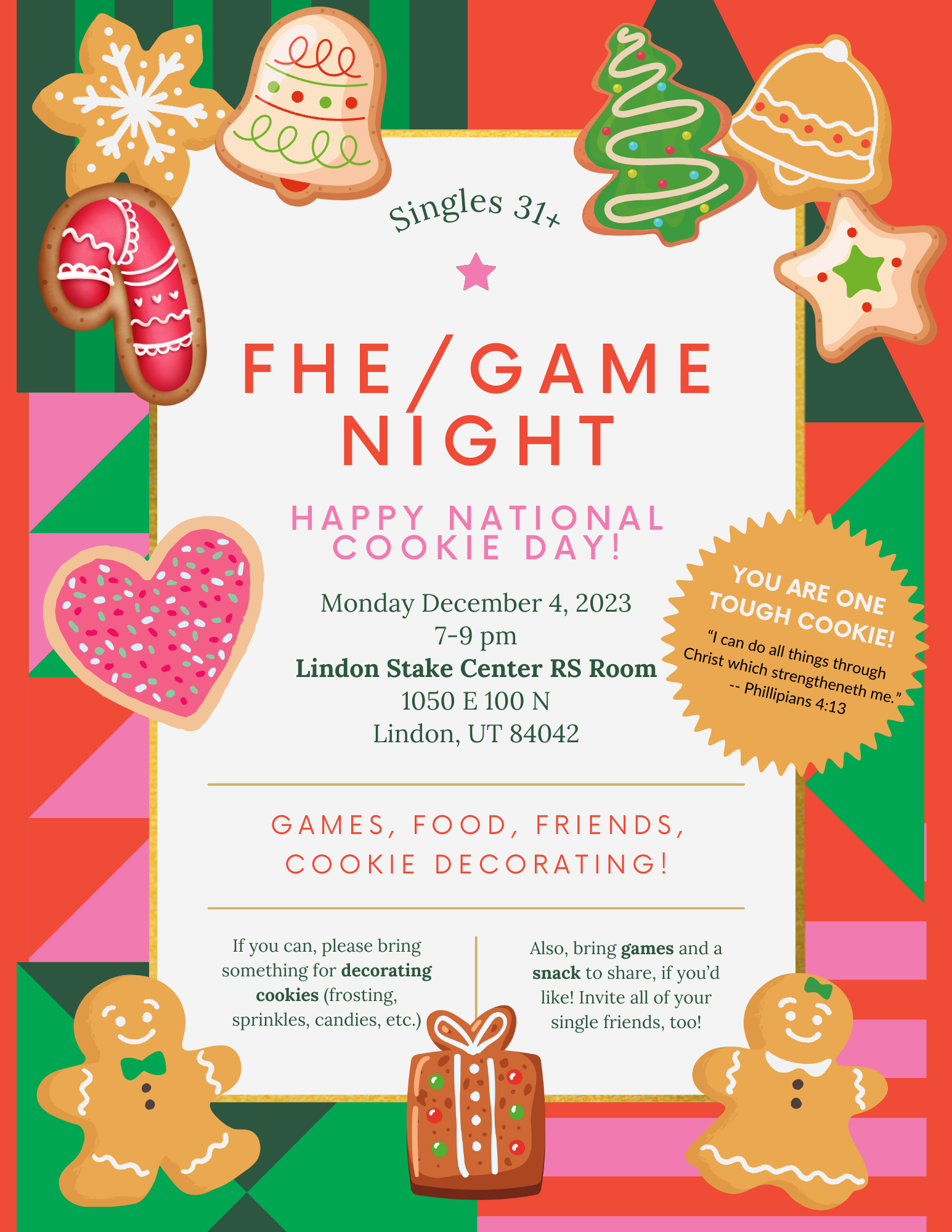 Singles 31+ Game Night/FHE Dec 2023