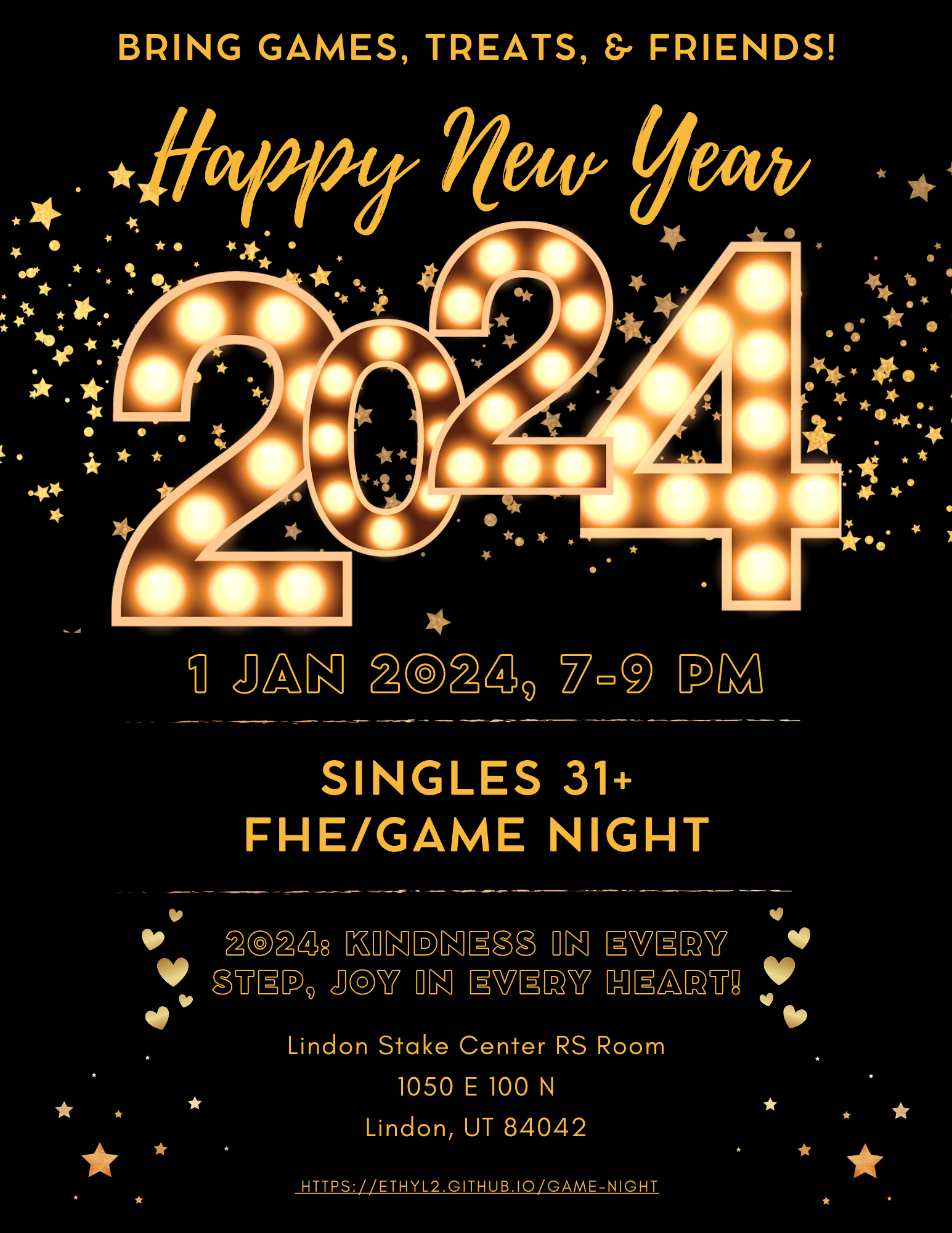 Singles 31+ Game Night/FHE Jan 2024