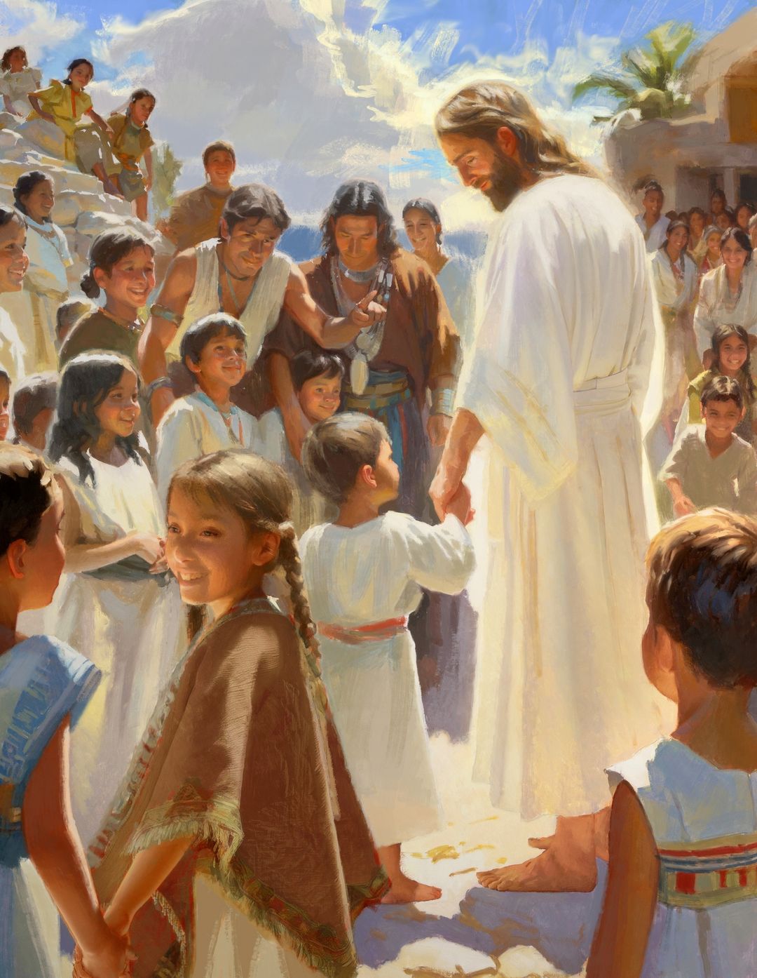 Jesus with children in the Book of Mormon