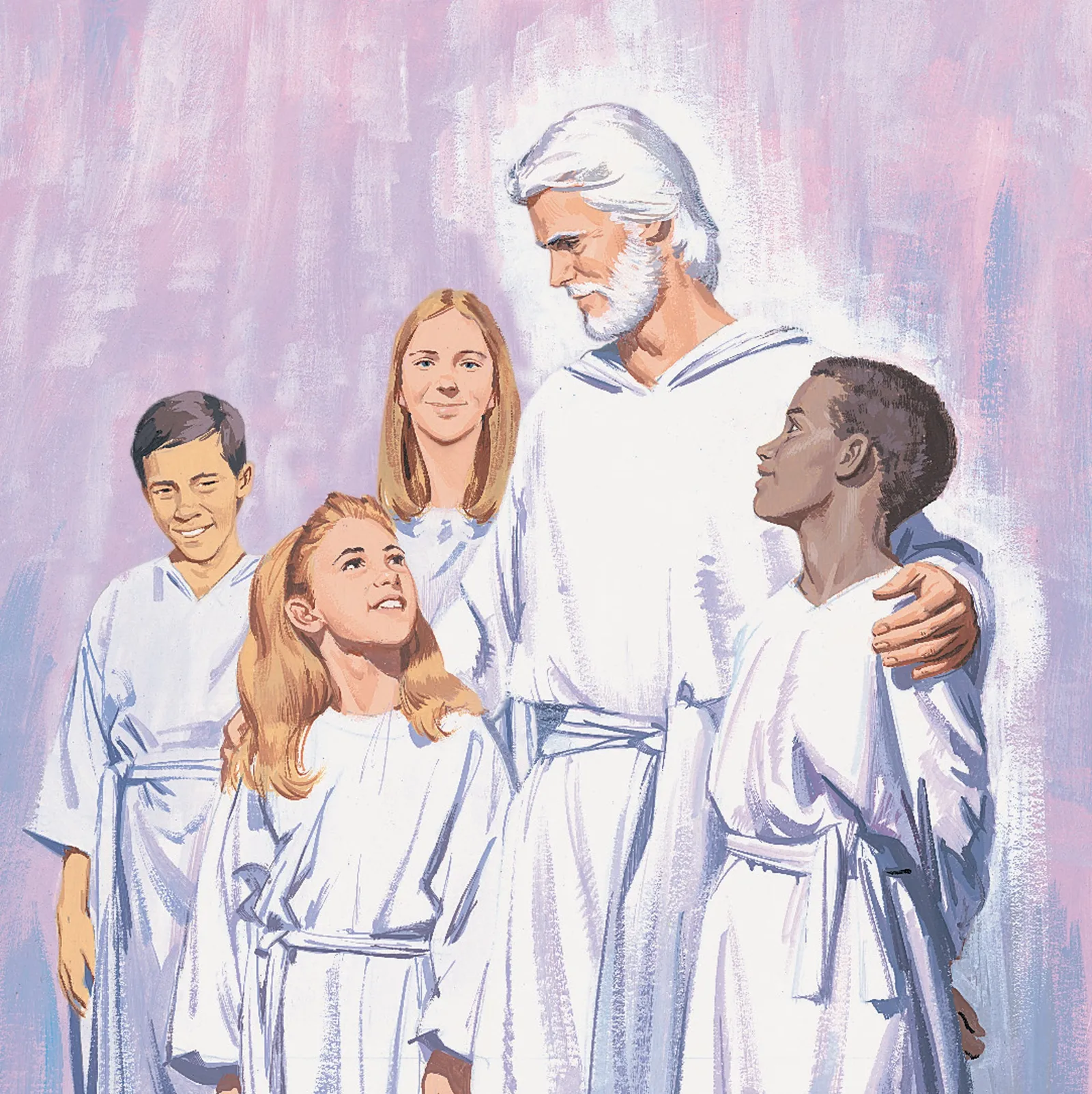 Heavenly Father with children in heaven