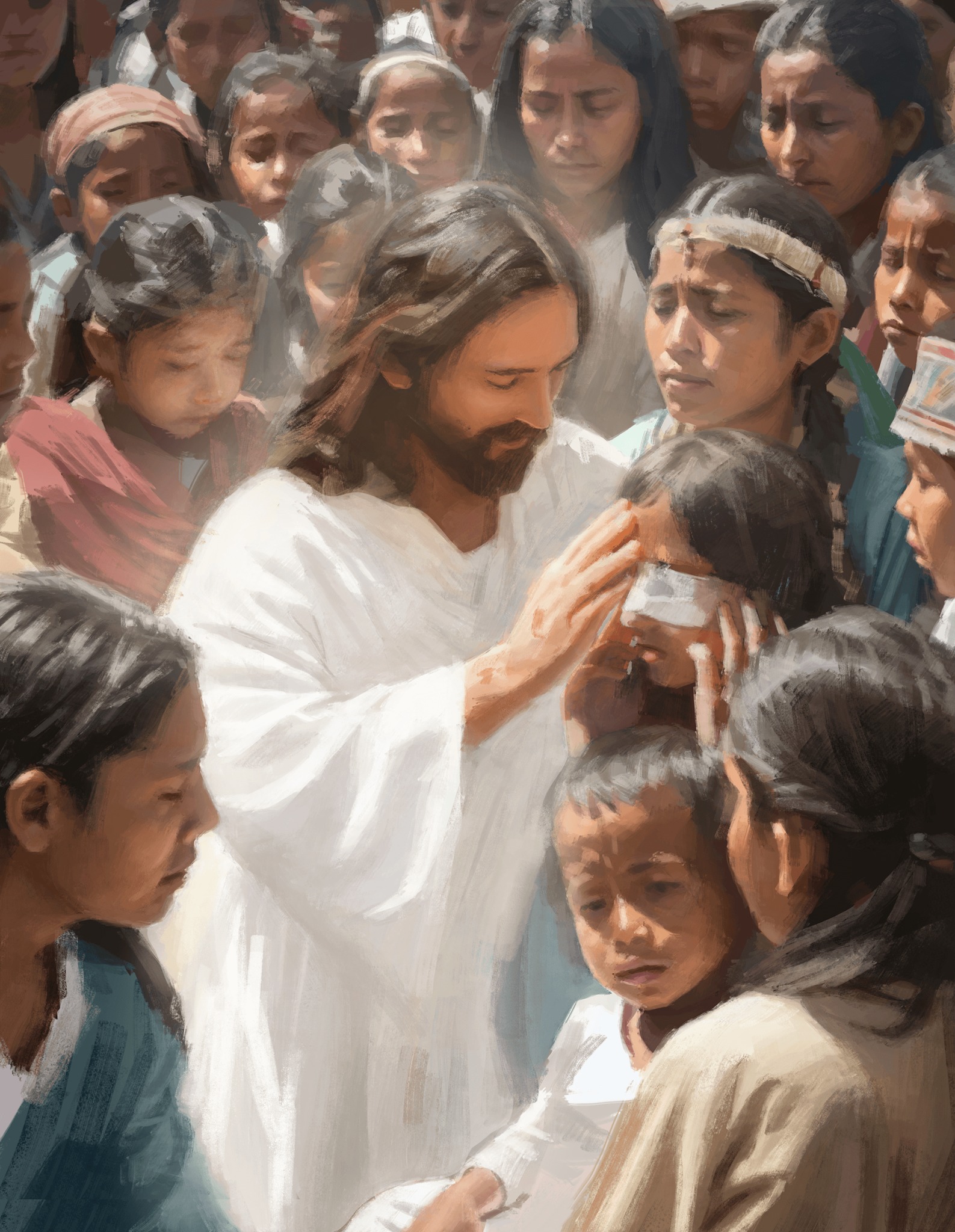 Jesus healing children in the Book of Mormon