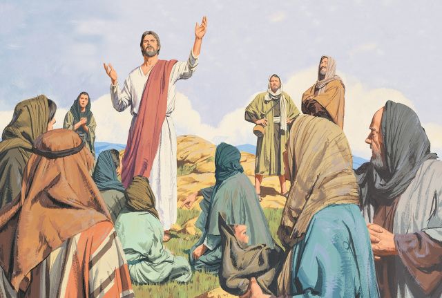 Jesus preaching the Sermon at the Mount