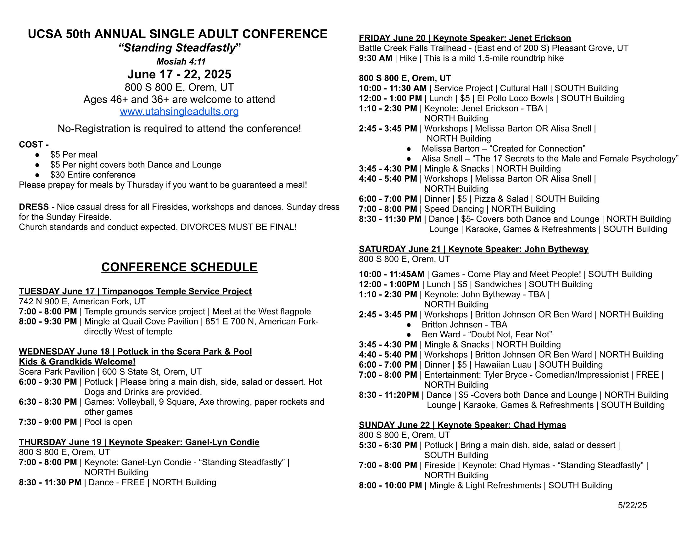 June 2025 Conference Schedule